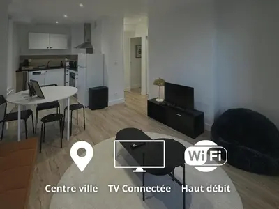 Cuisine ou kitchenette dans l'établissement L'écrin orange, Wifi et parking gratuit