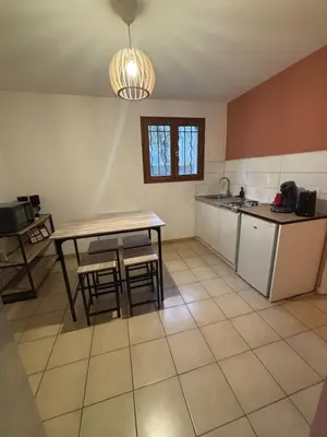 Cuisine ou kitchenette dans l'établissement Appartement cosy au cœur de la vallée de la Marne