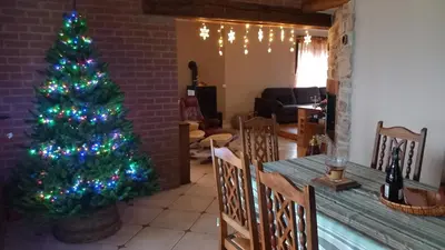 Coin salon dans l'établissement Holiday house in the Ardennes