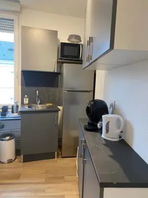 Cuisine ou kitchenette dans l'établissement Central avec 2 grandes chambres doubles bien séparées