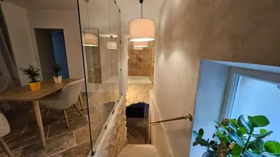 Salle de bains dans l'établissement La suite Saule