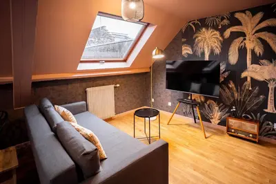 Télévision ou salle de divertissement dans l'établissement Escale Tropical Chic - Hypercentre St-Quentin