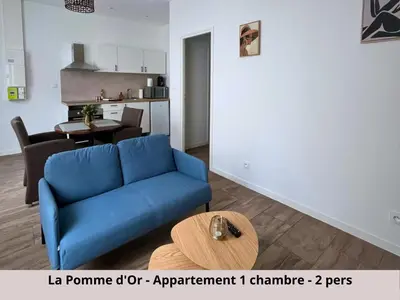 Coin salon dans l'établissement Les Appartements de la Pomme Rouge