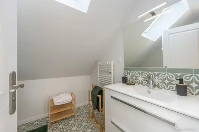 Salle de bains dans l'établissement La Grange Patton