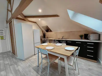 Cuisine ou kitchenette dans l'établissement C Coispine T3 confortable en bord de meuse