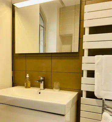 Salle de bains dans l'établissement Vue des Anges