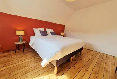 Un ou plusieurs lits dans un hébergement de l'établissement Le Relais de l'Écluse - nature lodge on an island