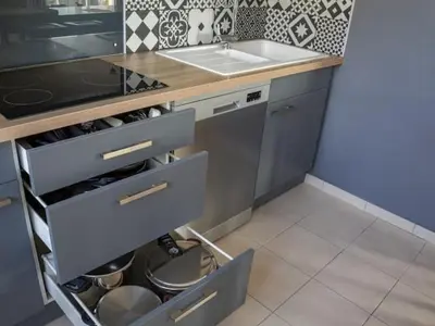 Cuisine ou kitchenette dans l'établissement Holiday Home Gite du col vert by Interhome