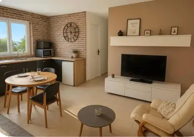 Télévision ou salle de divertissement dans l'établissement Appartement lumineux 45 m2 avec parking proche gare et centre de Reims