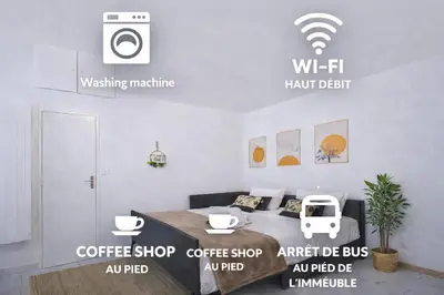 Plan de l'établissement cozy apartment in city , free wifi ,coffe shops downstairs