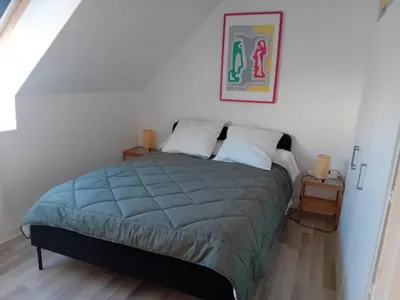 Un ou plusieurs lits dans un hébergement de l'établissement Appartement dans petite ville près de Reims
