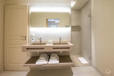 Salle de bains dans l'établissement Les Suites du Champagne de Venoge