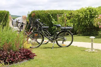 Vélo sur le terrain de l'établissement Clos du Mont Rouge ou dans les environs