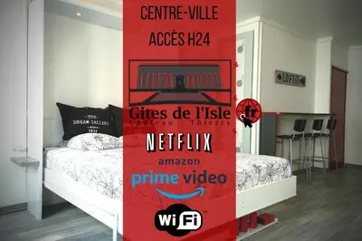 Un ou plusieurs lits dans un hébergement de l'établissement Gîtes de l'isle Château-Thierry - WiFi Fibre - Netflix, Disney, Amazon - Séjours Pro