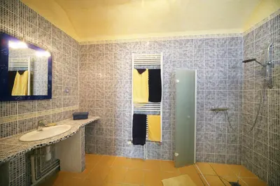 Salle de bains dans l'établissement Maison d'Hôtes Ferme d'Issonges B&B