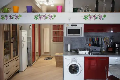 Cuisine ou kitchenette dans l'établissement Le Logis du Vendangeur