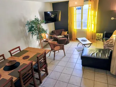 Coin salon dans l'établissement 3 Gites- Le Roosevelt, Côte 204, Côte 204 Bis