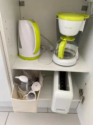 Cuisine ou kitchenette dans l'établissement Studio Amicie 27m2, balcon couvert, près centre-gare-cathédrale, wifi