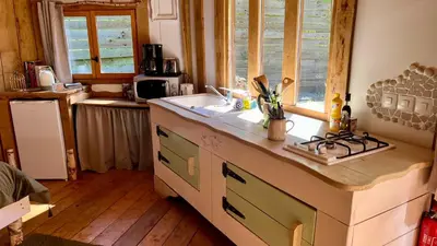 Cuisine ou kitchenette dans l'établissement Le Nid Dans Les Bruyères