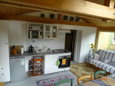 Cuisine ou kitchenette dans l'établissement Gîte du Grand Cèdre
