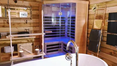 Salle de bains dans l'établissement Etangs du Moulin