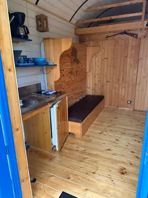 Cuisine ou kitchenette dans l'établissement Etangs du Moulin
