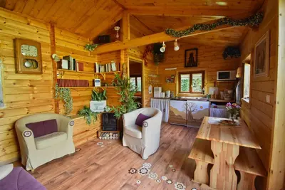 Coin salon dans l'établissement Chalet à fleur de rêve