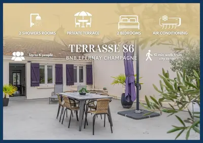 Plan de l'établissement Terrasse 86 - Terrasse & Climatisation - 4-6 personnes - BnB Epernay