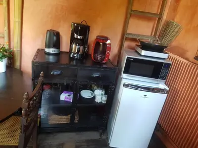 Cuisine ou kitchenette dans l'établissement En pleine nature