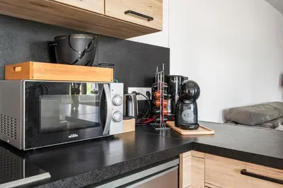 Cuisine ou kitchenette dans l'établissement Gîte de la Liberté