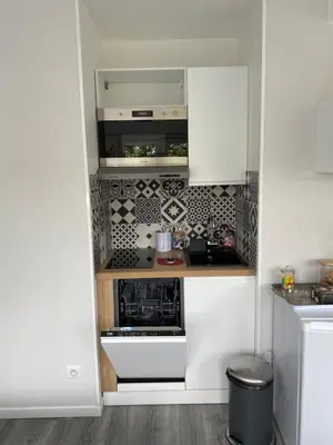 Cuisine ou kitchenette dans l'établissement Suite au Parc de Fresnoy