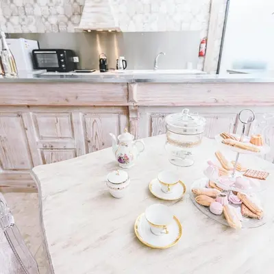 Cuisine ou kitchenette dans l'établissement La Dolce Vita à Epernay