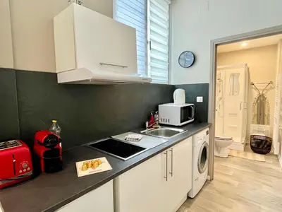 Cuisine ou kitchenette dans l'établissement Suite Orphelins 2 (rdc)