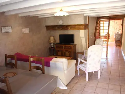 Télévision ou salle de divertissement dans l'établissement Gîte champêtre avec pêche, animaux admis - FR-1-585-6