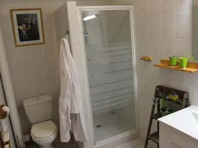 Salle de bains dans l'établissement Gîte champêtre avec pêche, animaux admis - FR-1-585-6