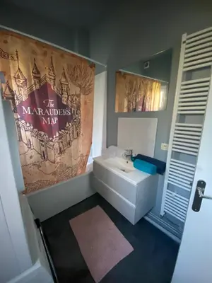 Un ou plusieurs lits dans un hébergement de l'établissement Appartement hyper centre Reims Le gîte du sorcier