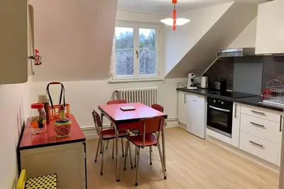 Cuisine ou kitchenette dans l'établissement Appartement Vintage avec vue sur le château