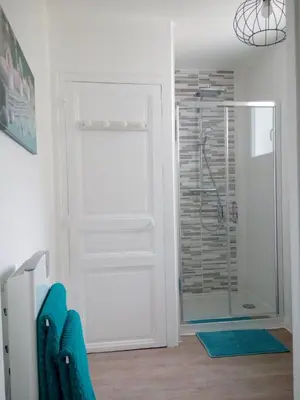 Salle de bains dans l'établissement ESCALE À ÉPERNAY BORDS DE MARNE APPT 2/4 PERS