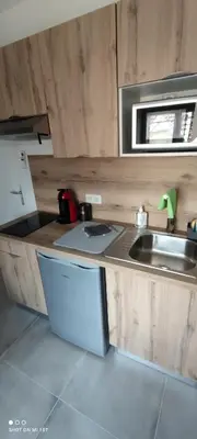 Cuisine ou kitchenette dans l'établissement Les Suites du Relais
