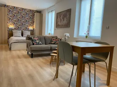 Un ou plusieurs lits dans un hébergement de l'établissement Studio 28m2 avec parking privé - Lycée Roosevelt - Arena - Gare