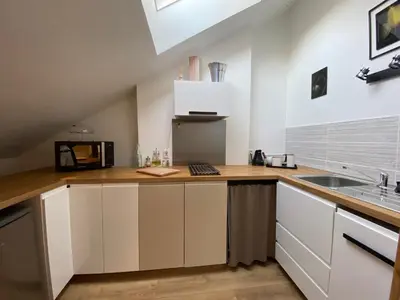 Cuisine ou kitchenette dans l'établissement Cocon en Champagne
