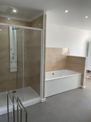 Salle de bains dans l'établissement Gîte du centre equestre du val d'or