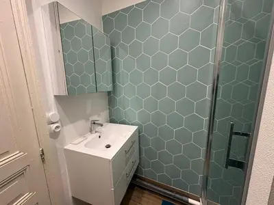 Salle de bains dans l'établissement Reims Hyper-Centre Charmant Appartement à 2 pas de la Cathédrale
