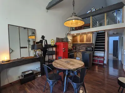 Cuisine ou kitchenette dans l'établissement Gîte La filature