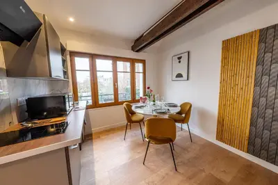 Télévision ou salle de divertissement dans l'établissement L'elegant - Appart'Hotel Le Gatsby