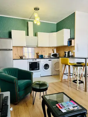 Cuisine ou kitchenette dans l'établissement Ravissant T2 proche centre-ville et Jard
