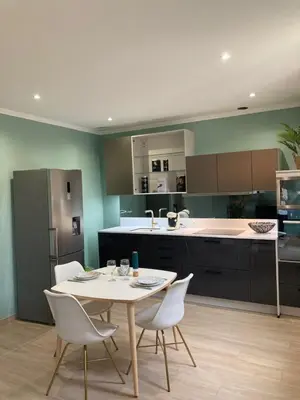 Cuisine ou kitchenette dans l'établissement la casa verde 2 chambres 2 salles de bain 2 wc jardin