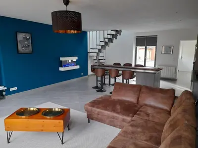Coin salon dans l'établissement Appartement moderne et spacieux