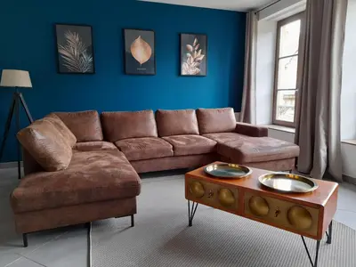 Coin salon dans l'établissement Appartement moderne et spacieux