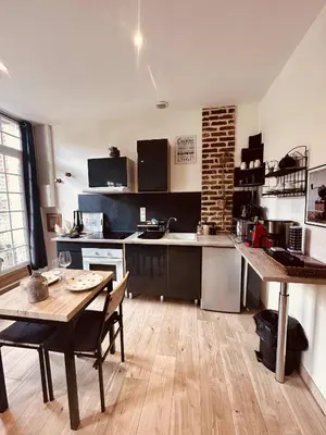 Cuisine ou kitchenette dans l'établissement gîte Cosy Green 2